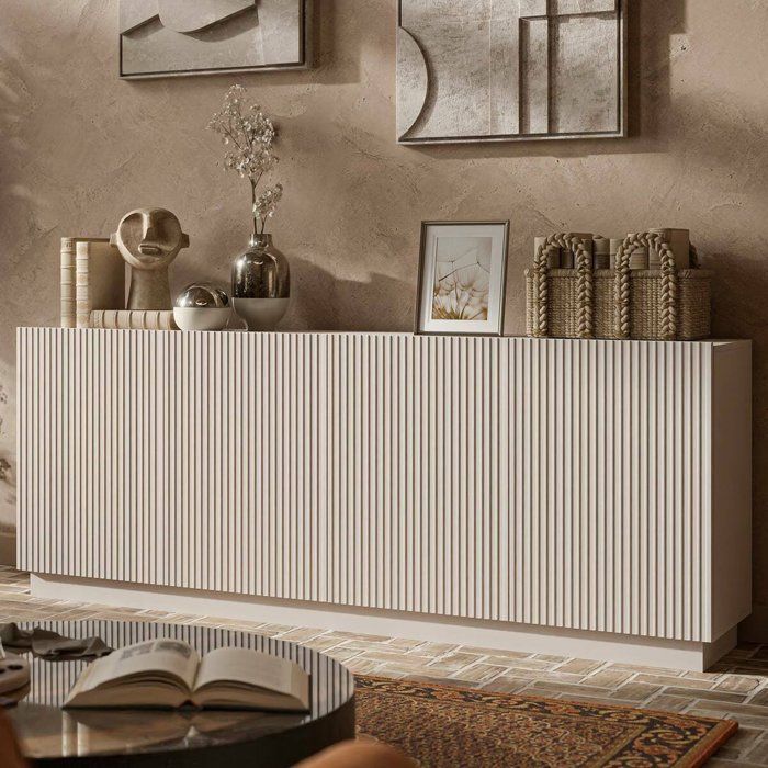 Buffet Masainas Dmora en Bois Nobl Beige 200x40x78h cm