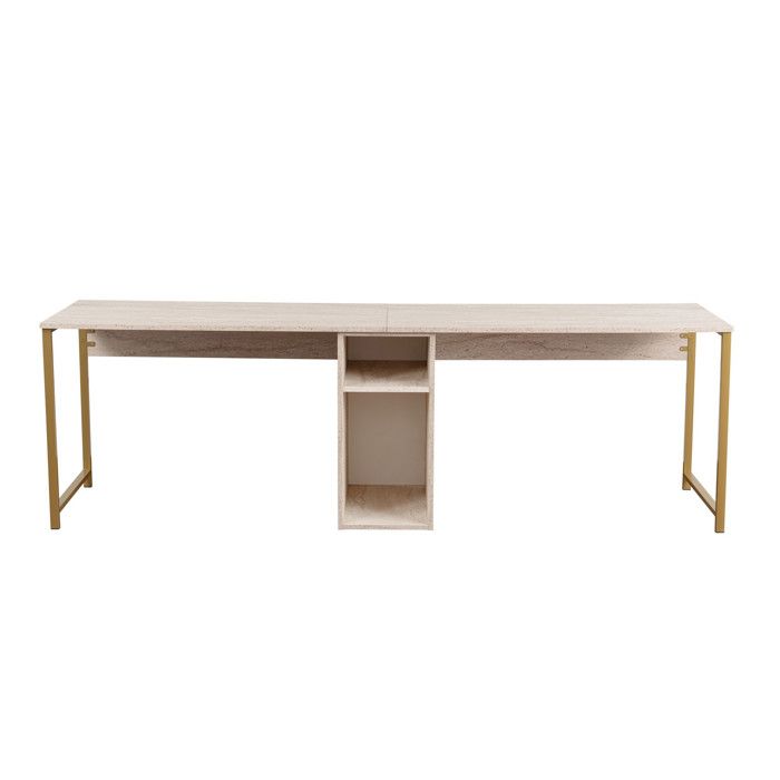 Bureau en bois Twin Study Desk - 240 x 60 x 74 cm - TravertinOr Bureau en bois Twin Study Desk - 240 x 60 x 74 cm - TravertinOr