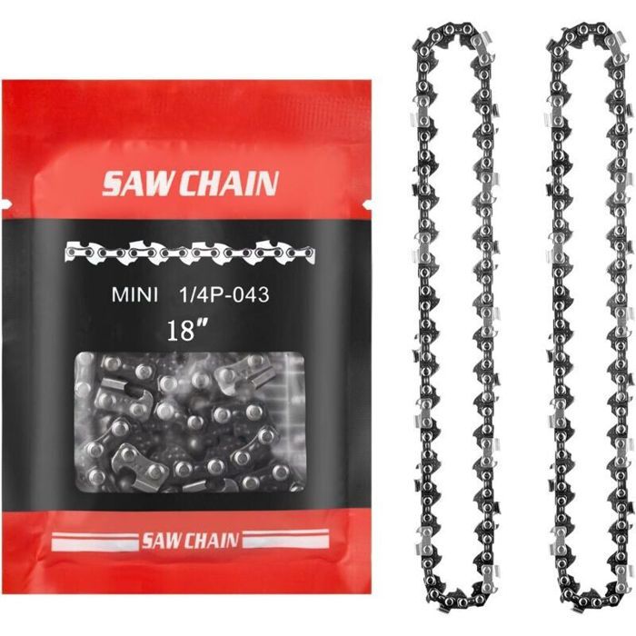 Lot de 2 chaînes de remplacement 18 pouces pour tronçonneuse électrique – 72 maillons dentraînement – Pas de 3/8