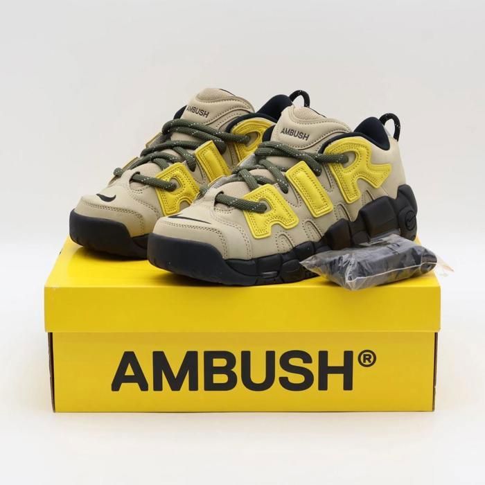 CHAUSSURES DE BASKET-BALL FB1299-200 AMBUSH Nike Air More Uptempo Low Vivid Sulfur Limestone (Mens)