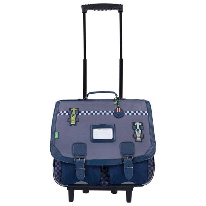 Cartable à roulettes - TANNS - Romain - Gris - 41x41x21 cm - Matière en bouteilles recyclées