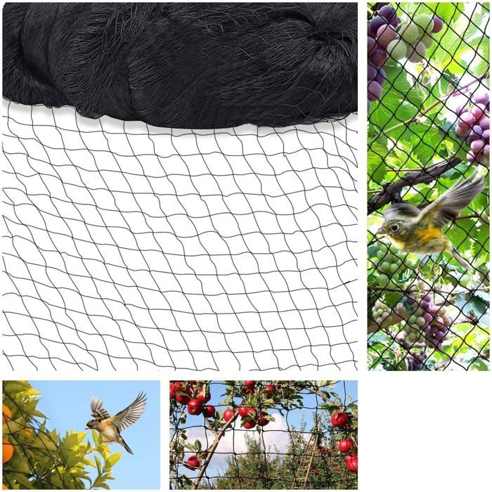 Filet de protection pour oiseaux-15 m x 15 m-Filet de protection pour jardin balcon ou étang-Maille de 5 x 5 cm