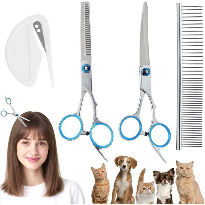 4PCS Ciseaux Toilettage Chien Professionnel Ciseaux de Toilettage Professionnels Kit Ciseau de Toilettages pour Chat
