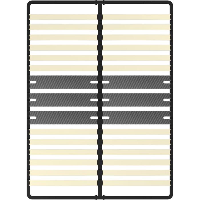 Sommier tapissier 160x200 cm - 2x15 lattes peuplier  Pied réglable  Finition noir mat - Lot de 1