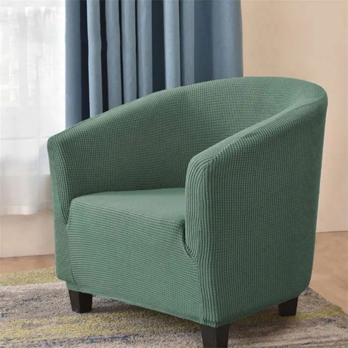 Jacquard Housse de Canapé Tub Chair Housse Fauteuil Club Extensible Lavable Antidérapant(Vert Foncé) -SPL