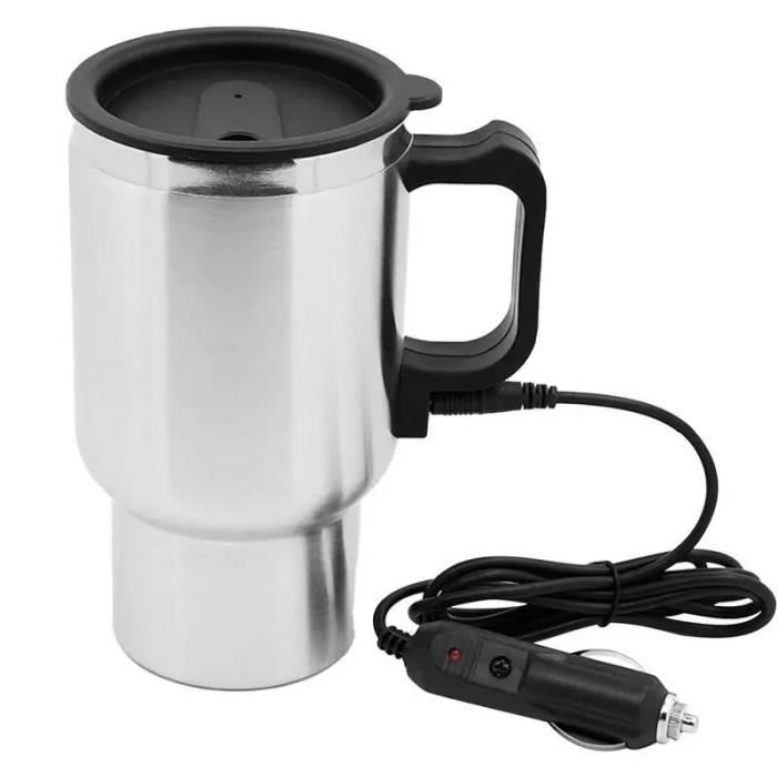 RYGRZJ Tasse Chauffante pour Voiture, Mug Chauffant pour Voiture, Bouilloire Électrique 12v/24v 500ML, Mug Chauffant Isolé en Acier Inoxydable, Tasse à Café Portable pour Activités Extérieures
