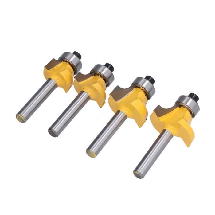 Fraise à Affleurer Double Roulement Pour Défonceuse - Tige 8 Mm, Lame 12.7 Mm, Carbure De Tungstène, Revêtement Téflon