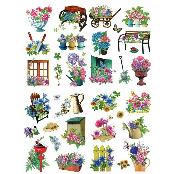 lavables § lot 2 planches x 12 fleurs adhésives
