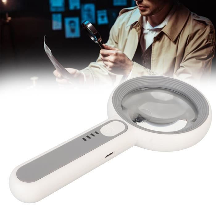Loupe de bijoutier éclairée 10x avec 6 LED - Cikonielf - Blanc