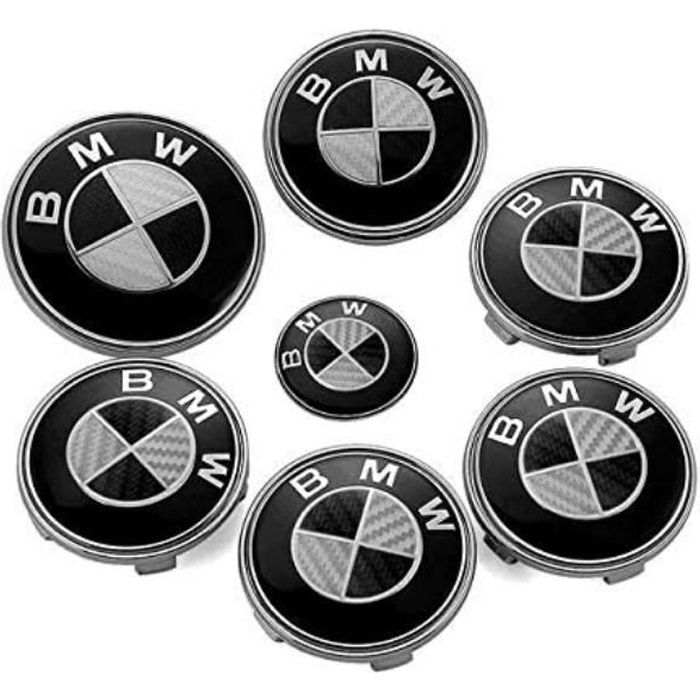 Emblème BMW en fibre de carbone noir et blanc 7 pièces