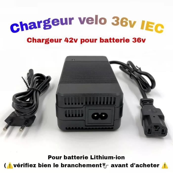 Chargeur pour vélo électrique 36v avec branchement spécifique IEC voir photo principale Chargeur 42v pour batterie 36v