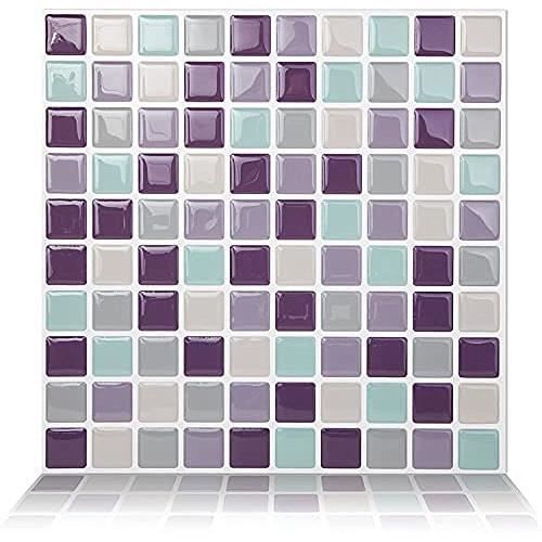Lot De 10 Carreaux Adhésifs Muraux 30x30cm Effet 3D - Crédence Cuisine Et Salle De Bain, Résistant à La Chaleur Et à L'eau - 10