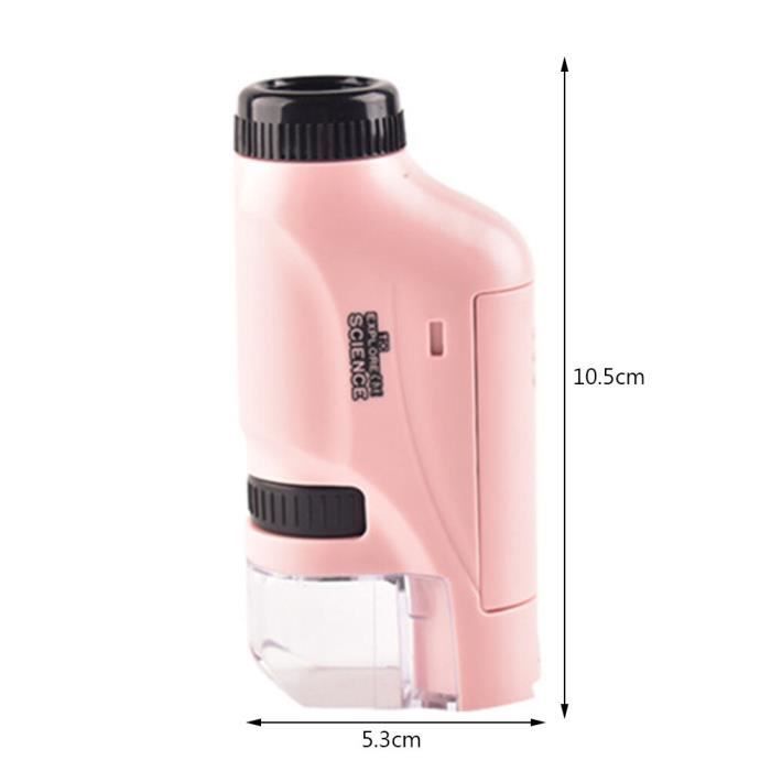 Microscope De Poche 60-120X Avec LED - Idéal Pour Enfants, Voyages, école - Grossissement Réglable