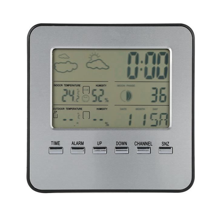 Station météo et réveil effet bois - TV Son Photo