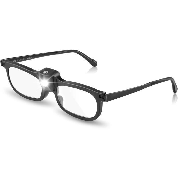 Lunettes De Lecture Avec LED Intégrées | Rechargeables USB | Vision Claire Pour Lire, Coudre, Bricoler | Cadre Noir Unisexe