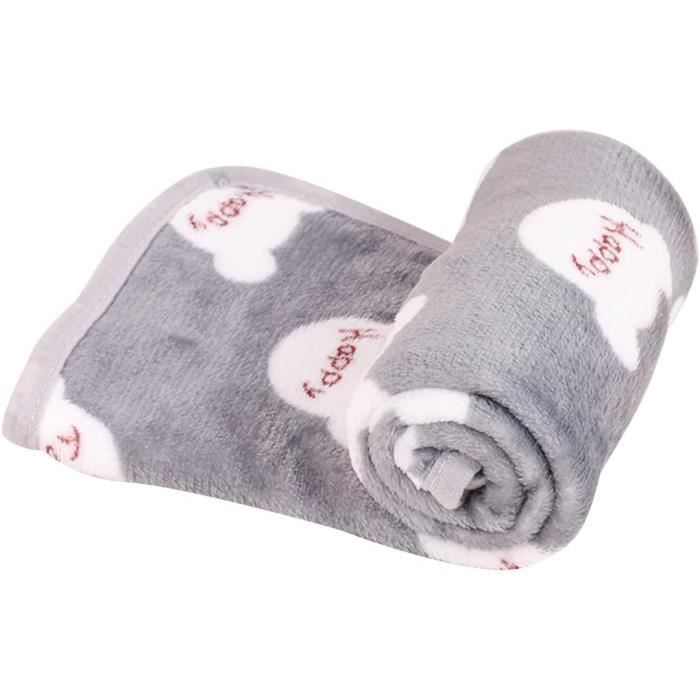 Lot De 3 Couvertures Polaires Pour Chien Et Chat - 76x52 Cm - Motif Pattes - Lavable En Machine
