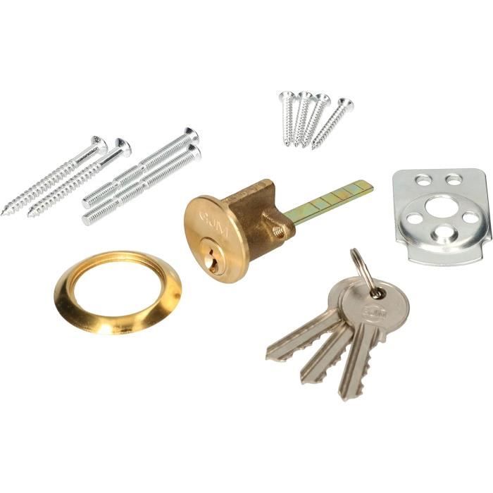 Cylindre Rond De Serrure à Double Entrée (A&B) En Laiton - Diam. 32/28mm - Pour Porte De 30 à 65mm - Neuf