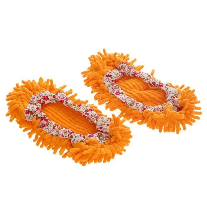 2 Pantoufles Vadrouille En Microfibre - Chaussettes De Nettoyage Lavables Pour Sols Brillants