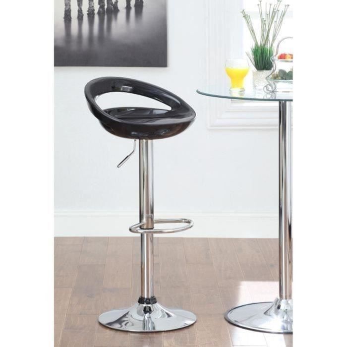 Tabouret de bar - DESIGN - Lot de 2 - Noir - réglage en hauteur