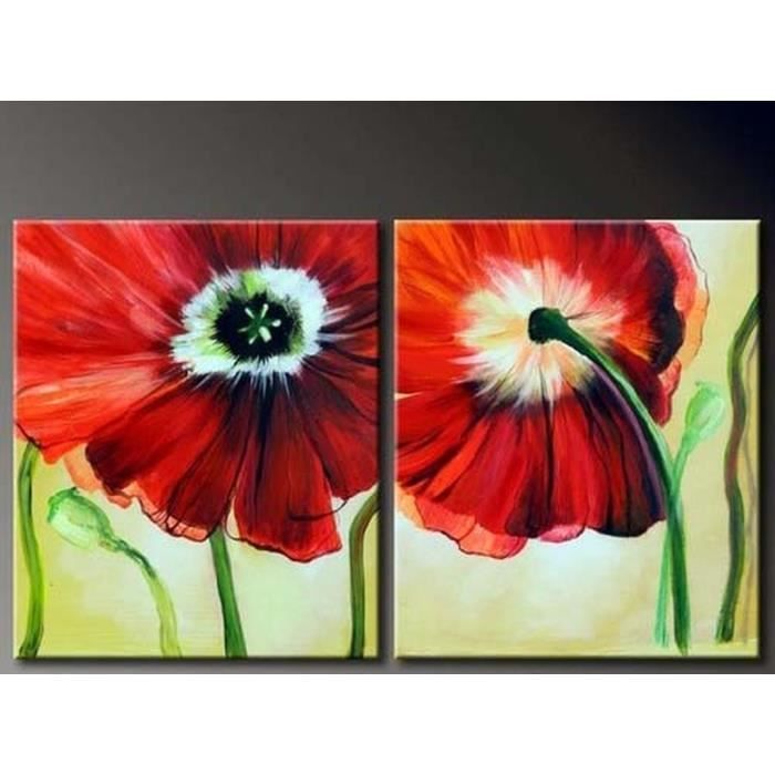 Décoration murale tableau peinture grands tableaux décoration maison  triptyques peintures idée cadeau déco Coquelicot recto-verso - Achat /  Vente tableau - toile - Cdiscount