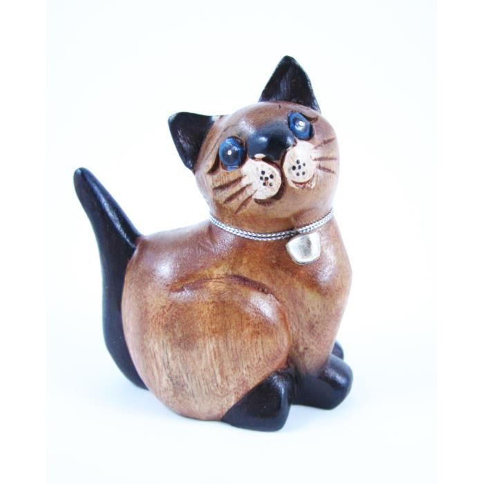 N°17 Petit chat sculpté en bois de Suar 