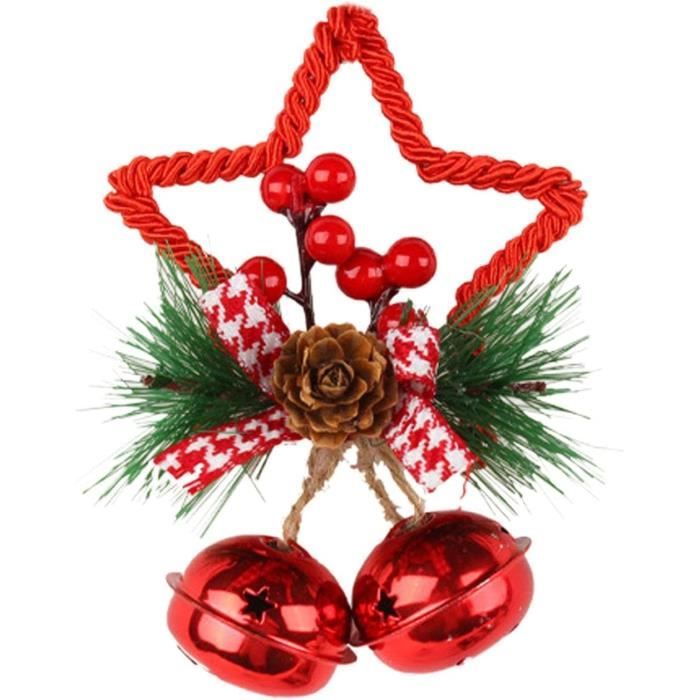 1 grelot de Noël en métal avec nœud en corde pour décoration de sapin