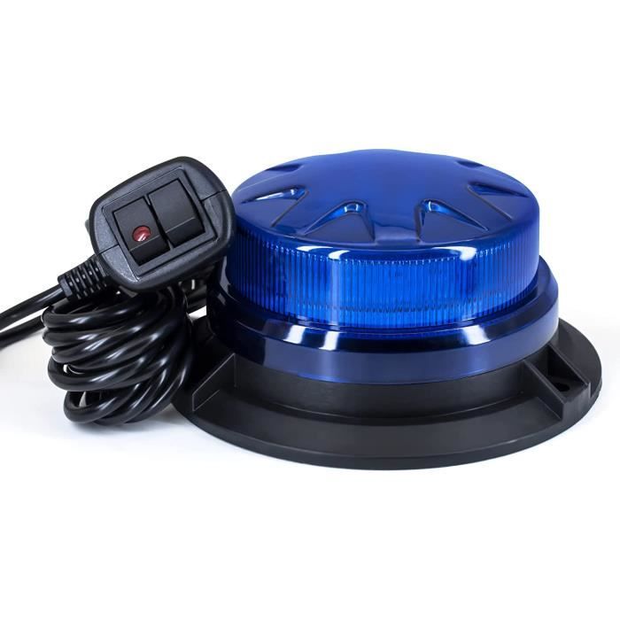Gyrophare LED 12V-24V Dinfu - 28 Modes Flash - Base Magnétique - Câble 3m - Pour Véhicules D'Urgence