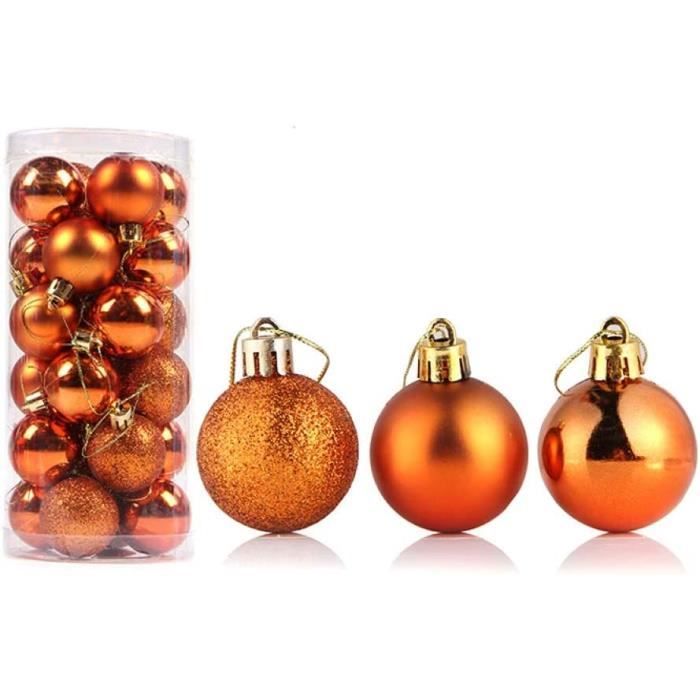 Agoer Lot De 24 Boules De Noël En Cuivre Doré 6 Cm - Décorations Sapin Vintage Plastique Avec Cordon Et Étui De Rangement