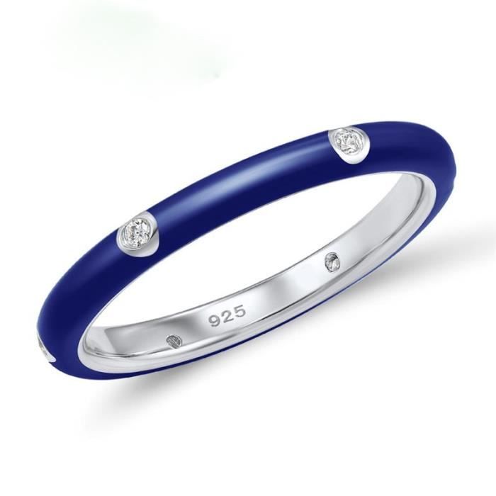 Bague Vintage En Argent Poli Avec Zirconium Bleu