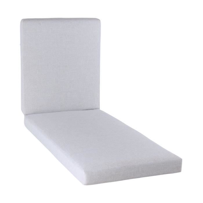 Coussin Chaise Longue Detex - Respirant, Gris Chiné - 186x42cm