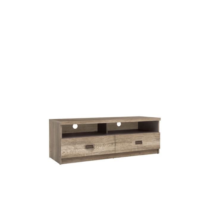 Lisetto Meuble Tv Pour Salon Et Chambre Ado Style Moderne 120 X 45 5 X 42 5 Cm Tiroirs Spacieux Niches Chene Achat Vente Meuble Tv