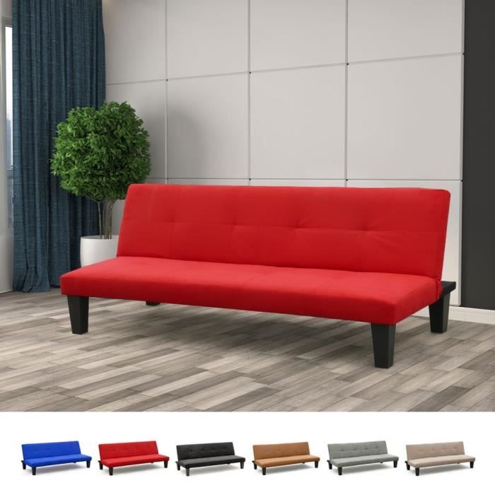 onice canape clic clac 2 places tissu microfibres rouge cdiscount maison