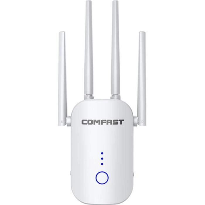 Répéteur WiFi Double Bande AC1200 - Amplificateur Signal, Port LAN, Configuration WPS - Compatible Toutes Box Internet