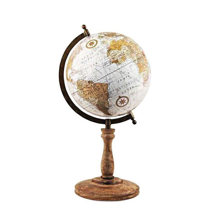 Globe Terrestre Neuf Rotatif Avec Support Bois 41cm Couleur Vintage