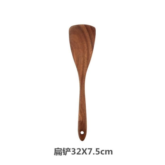 Pelle à dents rondes à trois lignes en bois antiadhésives ustensiles de cuisine en teck Pelle à dents rondes à trois lignes en bois antiadhésives ustensiles de cuisine en teck