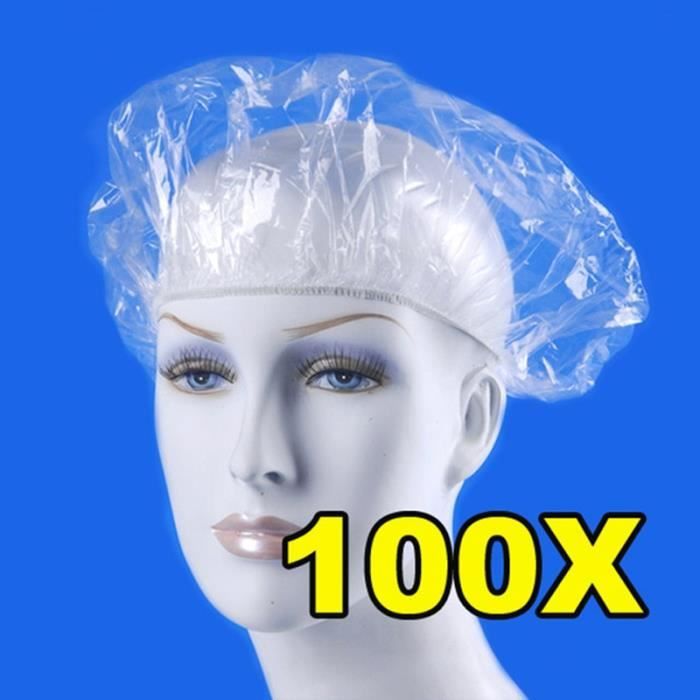 100PCS Caps de douche en plastique jetable Charlotte Hair pour un usage  domestique, hôtel, spa dans les salons de coiffure