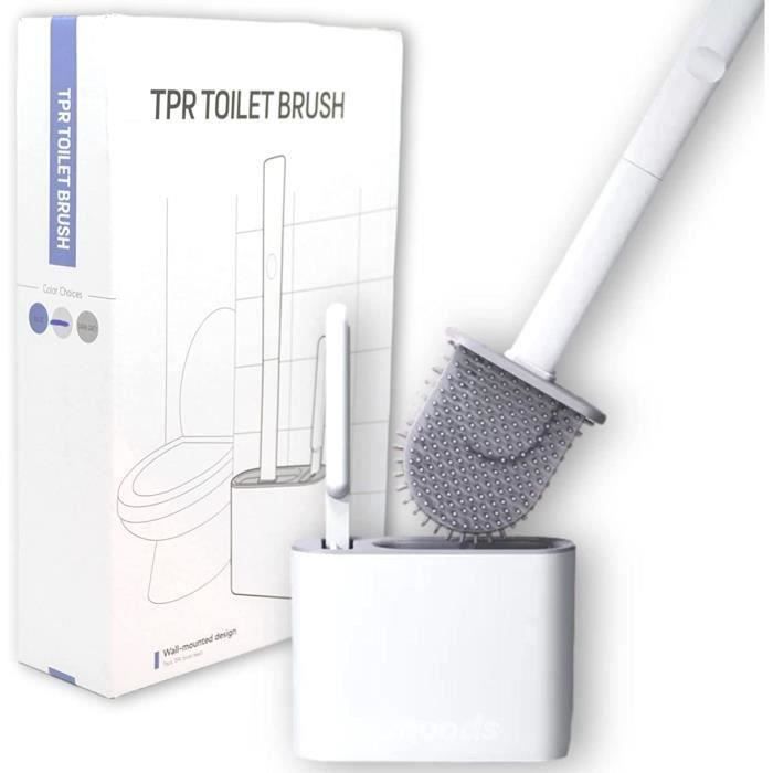 Brosse WC Plate En Silicone Avec Support - Design Mince, Flexible Pour Nettoyer Les Recoins - Blanche/rose/bleu/vert