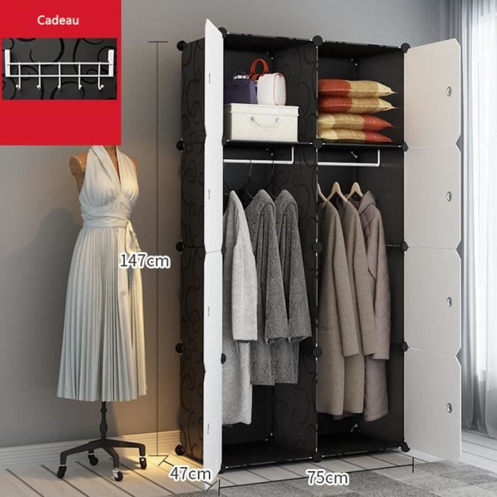 Armoire de Vêtement de Rangement Plastique Garderobe Simple 8 Casiers
