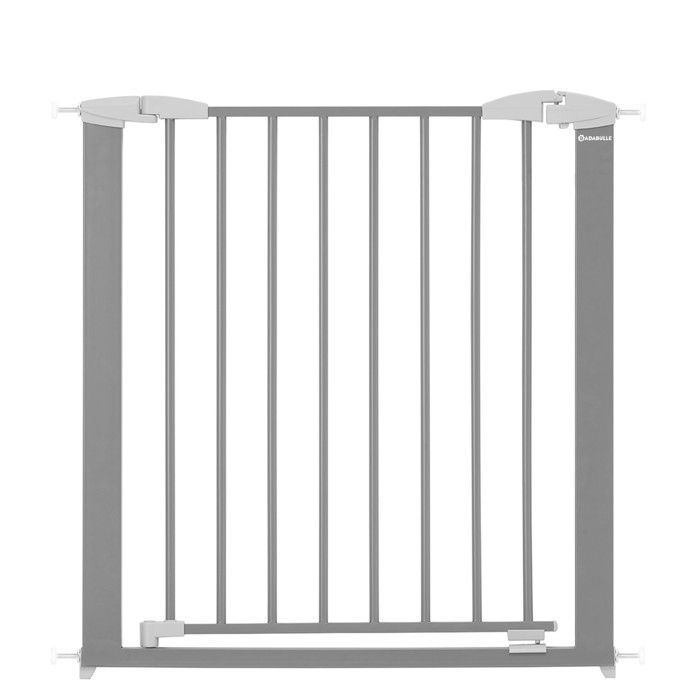 Barrière de sécurité BADABULLE Safe & Lock Métal - Ouverture portillon - Fixation pression - Gris métal