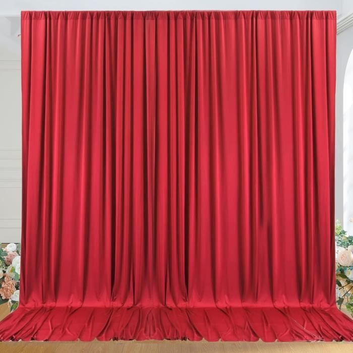 Rideau rouge 3 x 3 m pour fond de fête, fond de mariage, polyester de ...
