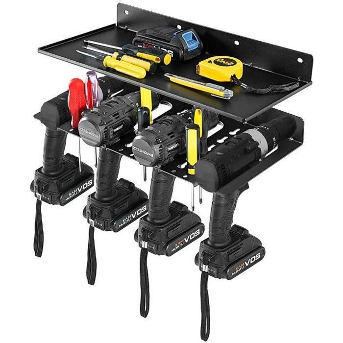 Organiseur Mural Outils Électriques VEVOR - 4 Niveaux, 8 Emplacements, Support Tournevis - Capacité 109 Kg, Noir