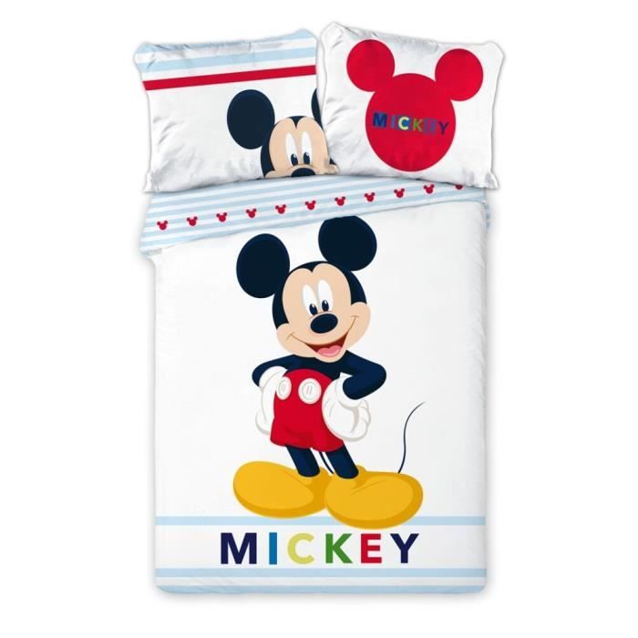 Disney enveloppe de couette Mickey Mouse 140 x 200 cm coton blanc