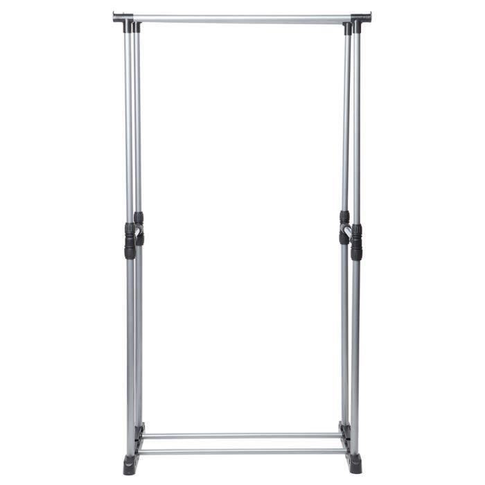 Portant Double Vetement Da Terra – Roues, Chrome Noir, Hauteur 165cm, Vestiamo Casa