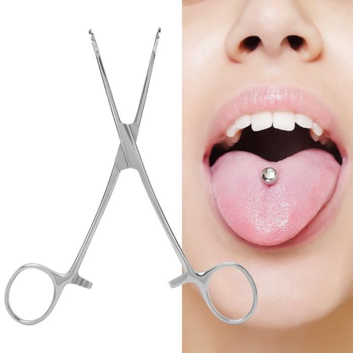 Q106764 Piercing de langue à pince Pinces à Piercing Outil de Serrage de  Perle Réutilisable en Acier Inoxydable Fourniture de