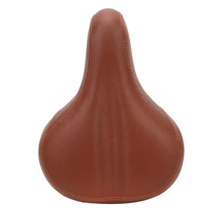 Selle Vélo En Cuir PU Marron - 27x13 Cm, Confort Ergonomique, Résistante à L'eau