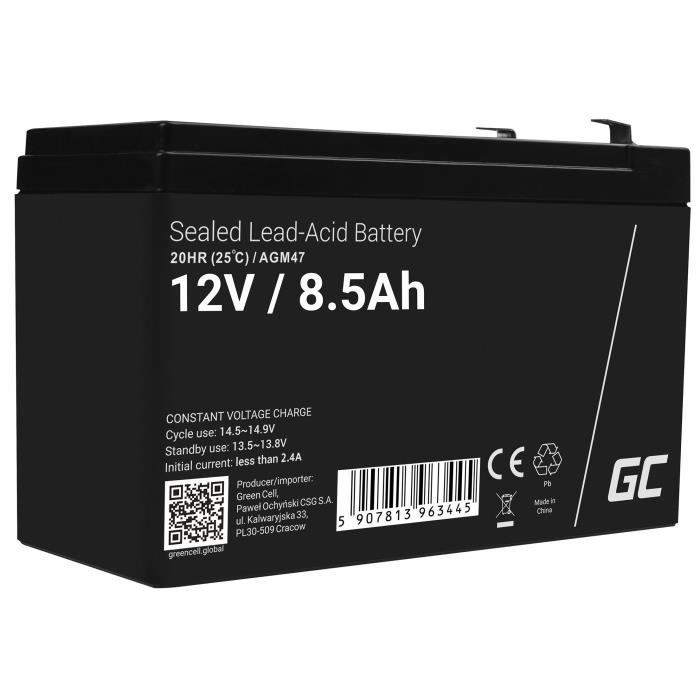 GreenCell® Rechargeable Batterie AGM 12V 8,5Ah accumulateur au Gel Plomb Cycles sans Entretien VRLA Battery étanche Résistantes