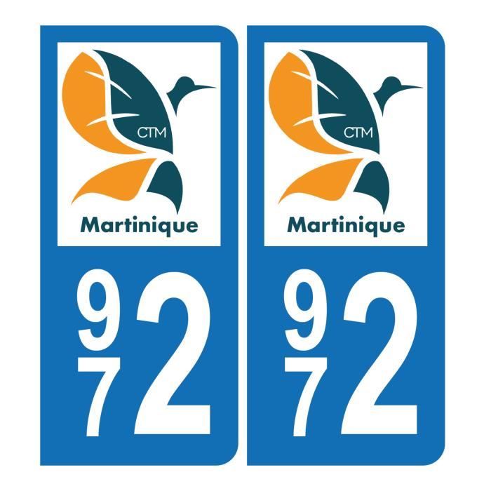 Autocollant Plaque d'immatriculation 972 Martinique Bis Cdiscount Auto