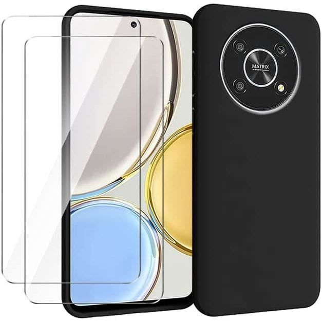 Coque Silicone + 2 Films Verre Trempé Pour Ulefone Note 16 Pro (6.52") - Noir - Protection Anti-chocs Et Anti-rayures