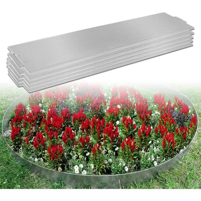 Bordure De Jardin Galvanisée Avec Pointes - 5 M X 15 Cm, Acier Carbone, Noir, Facile à Installer