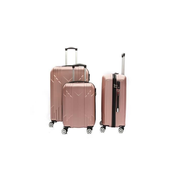 Set de 3 Valises Extensible Bordeaux Rigide ABS 4 Roues doubl/ées 55-66-76cm LYS